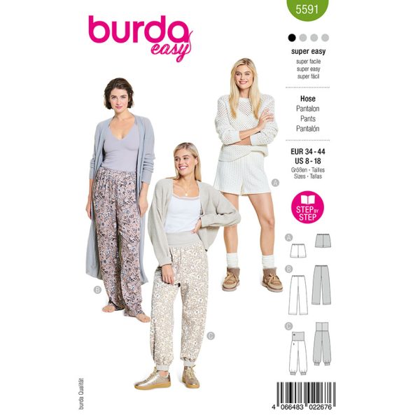 Hose & Shorts, Burda 5591 Papierschnittmuster | 34 - 44