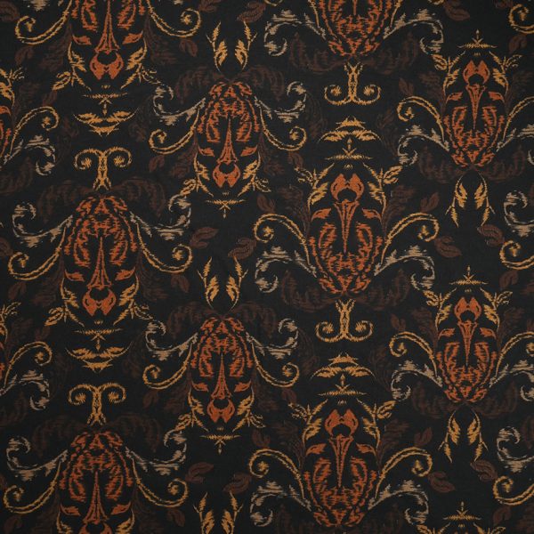Romanit-Jersey barockes Ornamentmuster | schwarz/rost/braun