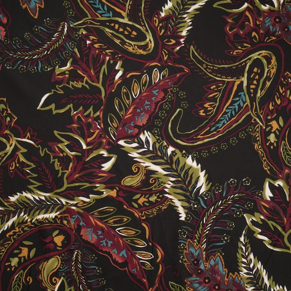 Viskose-Twill Paisley | schwarz/bordeaux/oliv