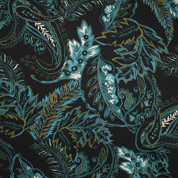Viskose-Twill Paisley | schwarz/petrol/oliv