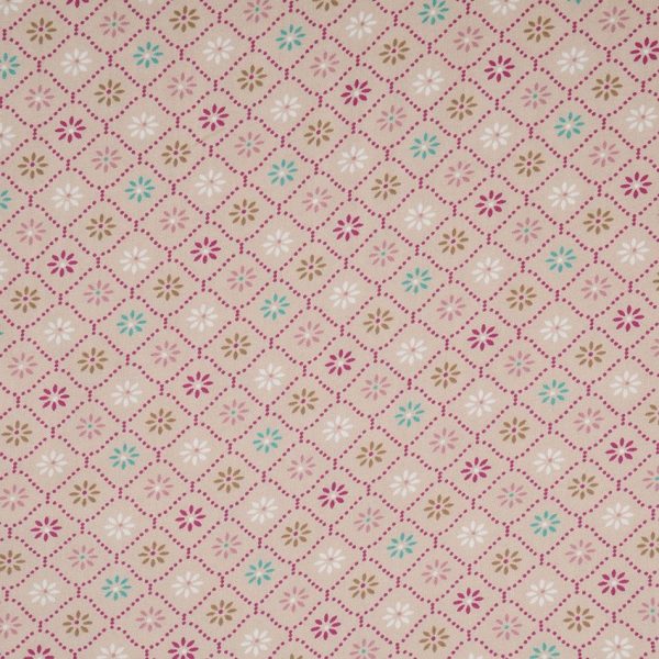 Popeline Viskosestoff Blütenraster | rosa-beige