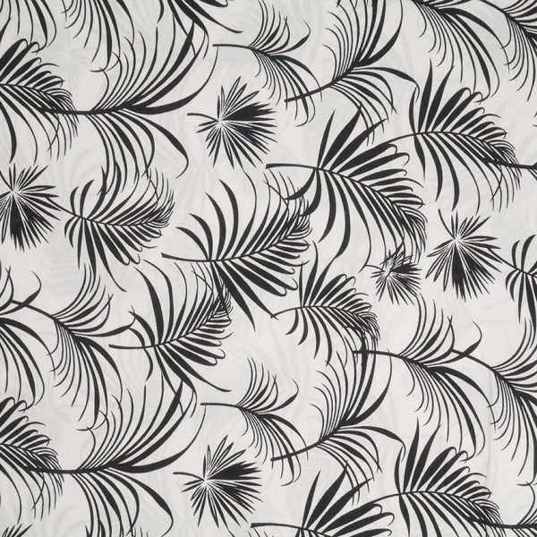 Viskose Twill Palmenblätter | weiß/schwarz