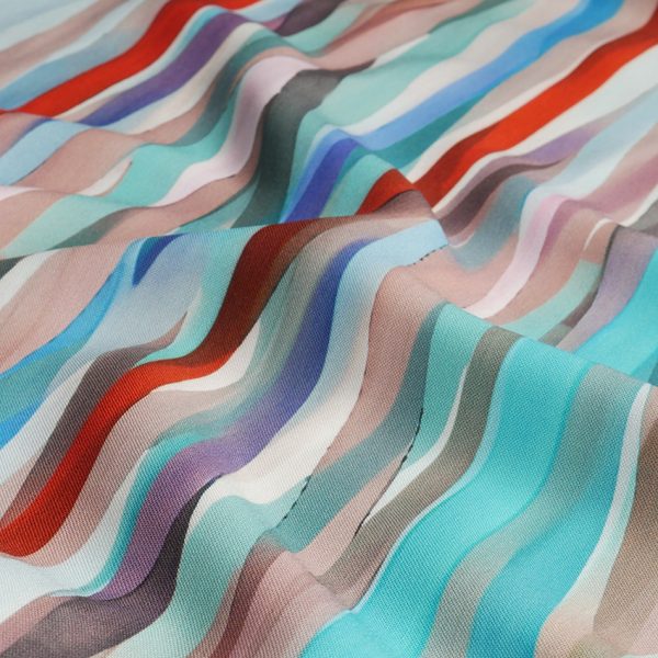 Viskose Voile Digitaldruck Aquarell Streifen | türkis/bunt