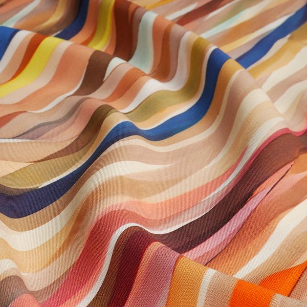 Viskose Voile Digitaldruck Aquarell Streifen | beige/bunt