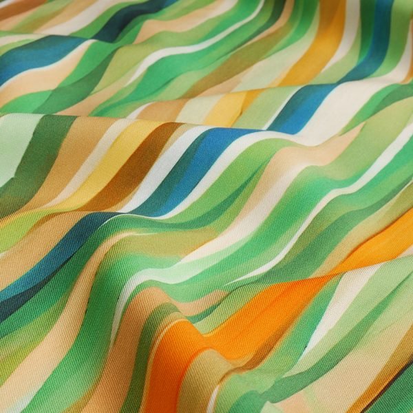 Viskose Voile Digitaldruck Aquarell Streifen | grün/bunt